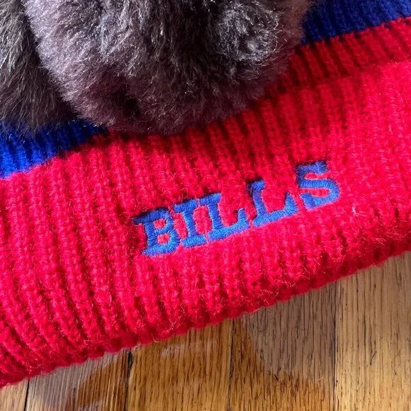 Buffalo Bills Plushie Furry Buffalo Horns Knit Realistic Designs 80s Beanie Hat